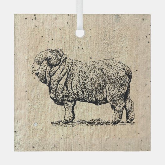 Vintages Schaf Ornament Aus Glas (Vorderseite)