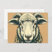 Vintages Schafportrait im rustikalen Stil Postkarte (Vorne/Hinten)