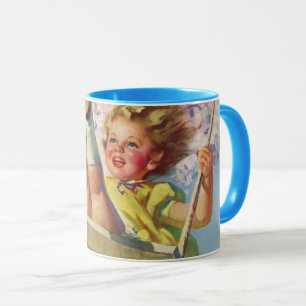 Vintages Schauen, Girl Swinging in a Tree Kinder s Tasse