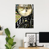 Vintages Scheinwerfer für Motorräder und Kennzeich Poster (Heimbüro)