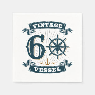 Vintages Schiff 60. Geburtstag 60 Jahre alt Serviette