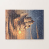 Vintages Schiff bei Sonnenuntergang Puzzle (Horizontal)