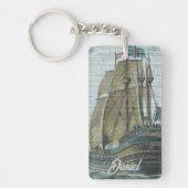 Vintages Schiff Blue Green Wanderlust Thema Schlüsselanhänger (Vorderseite)