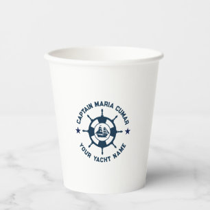 Vintages Schiff des Blue White Nautical Boat Wheel Pappbecher