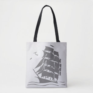 Vintages Schiff, ganz über Druck-Taschen-Tasche Tasche