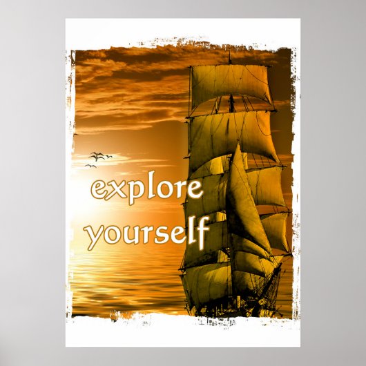 Vintages Schiff inspiriert motivierend Reise Poster (Vorne)