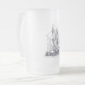 Vintages Schiff Mattglas Bierglas (Vorderseite Links)