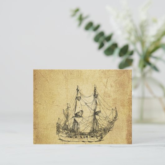 Vintages Schiff Postkarte (Stehend Vorderseite)