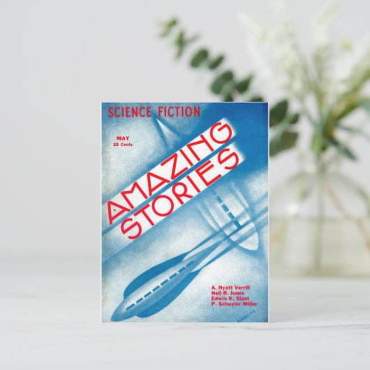 Vintages Schiff Sci Fi Art Postkarte (Stehend Vorderseite)