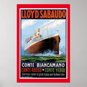 Vintages Schiff SS Conte Biancamano Poster