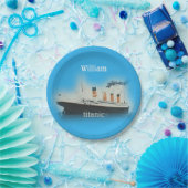 Vintages Schiff Titanic Ocean Liner Blue Name Pappteller (Party)