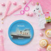 Vintages Schiff Titanic Ocean Liner Blue Name Pappteller (Party)