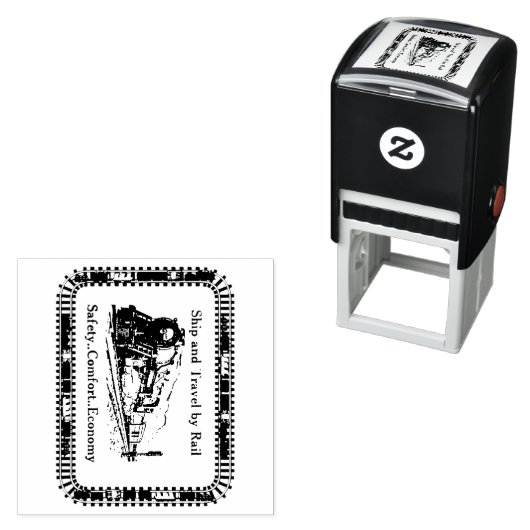 Vintages Schiff und Bahnreise Permastempel (Beispiel)