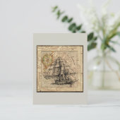 Vintages Schiff und Karte (Stehend Vorderseite)