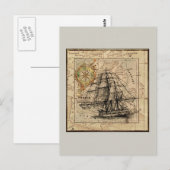 Vintages Schiff und Karte (Vorne/Hinten)