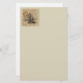 Vintages Schiff und Karte (Vorne/Hinten)