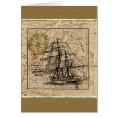 Vintages Schiff und Karte (Vorne)