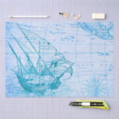 Vintages Schiff und Karte Seidenpapier (Handwerk)