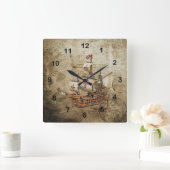 Vintages Schiffdesign Quadratische Wanduhr (Zuhause)
