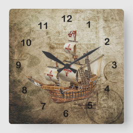 Vintages Schiffdesign Quadratische Wanduhr