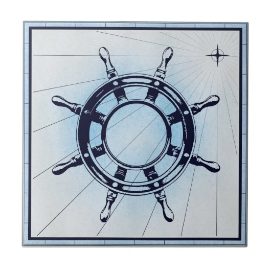 Vintages Schiffrad Fliese (Vorderseite)