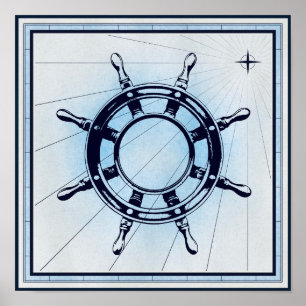 Vintages Schiffrad Poster