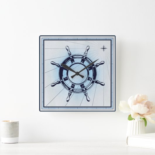 Vintages Schiffrad Quadratische Wanduhr (Zuhause)