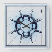 Vintages Schiffrad Quadratische Wanduhr (Vorderseite)