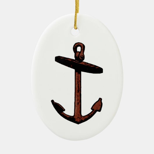 Vintages Schiffs-Anker-Logo Keramikornament (Vorne)