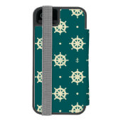 Vintages Schiffs-Rad-Muster Incipio iPhone Geldbeutel-Hülle (Folio Rückseite)