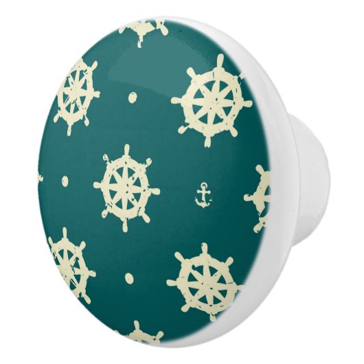 Vintages Schiffs-Rad-Muster Keramikknauf (Rechts)