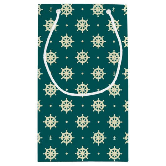 Vintages Schiffs-Rad-Muster Kleine Geschenktüte (Rückseite)