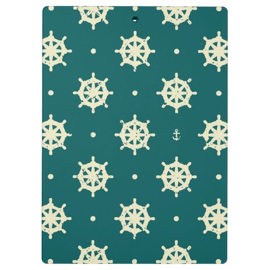 Vintages Schiffs-Rad-Muster Klemmbrett (Rückseite)