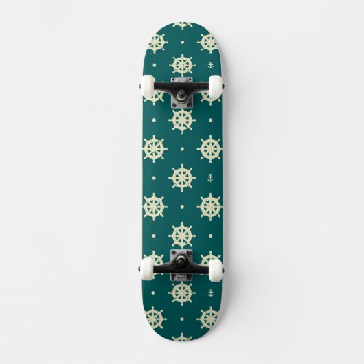 Vintages Schiffs-Rad-Muster Skateboard (Vorderseite)