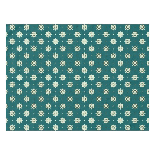 Vintages Schiffs-Rad-Muster Tischdecke (Vorderseite (Horizontal))