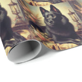 Vintages Schipperke Dog Gemälde Geschenkpapier (Rolleneckpunkt)