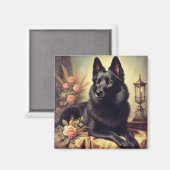 Vintages Schipperke Dog Gemälde Magnet (Vorderseite/Rückseite)