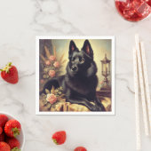 Vintages Schipperke Dog Gemälde Serviette (Beispiel)