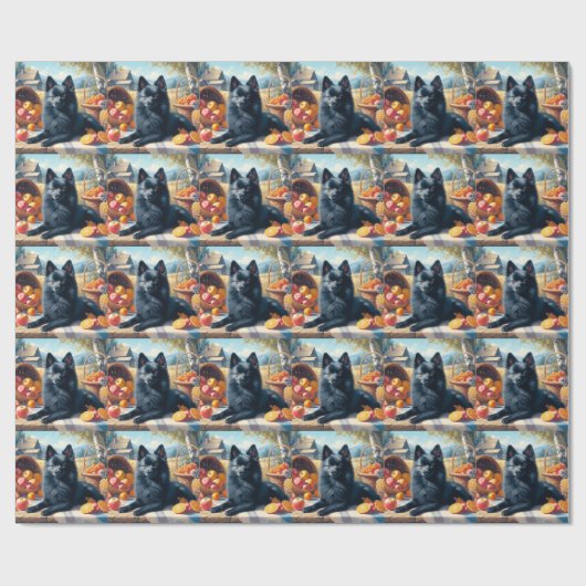 Vintages Schipperke Welpenbild Geschenkpapier (Flach)