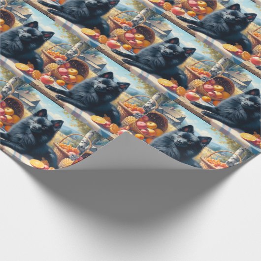 Vintages Schipperke Welpenbild Geschenkpapier (Ecke)