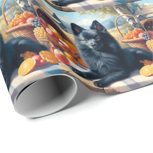 Vintages Schipperke Welpenbild Geschenkpapier (Rolleneckpunkt)