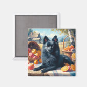 Vintages Schipperke Welpenbild Magnet (Vorderseite/Rückseite)
