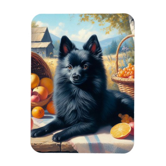 Vintages Schipperke Welpenbild Magnet (Vertikal)