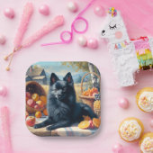 Vintages Schipperke Welpenbild Pappteller (Party)