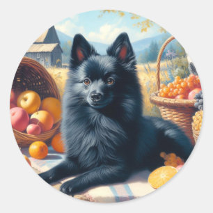 Vintages Schipperke Welpenbild Runder Aufkleber