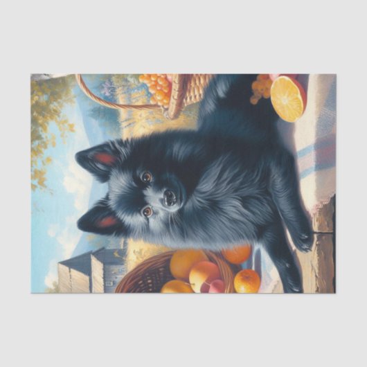 Vintages Schipperke Welpenbild Seidenpapier (Vorderseite)