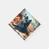 Vintages Schipperke Welpenbild Serviette (Ecke)