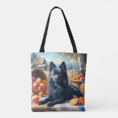 Vintages Schipperke Welpenbild Tasche (Rückseite)