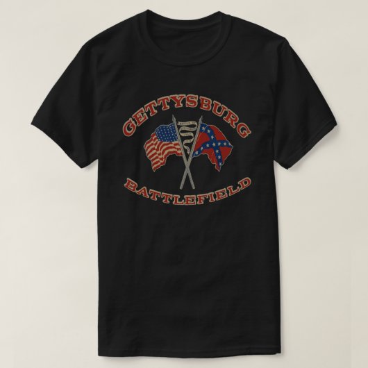 Vintages Schlachtfeld von Gettysburg und Flaggen T-Shirt (Design vorne)