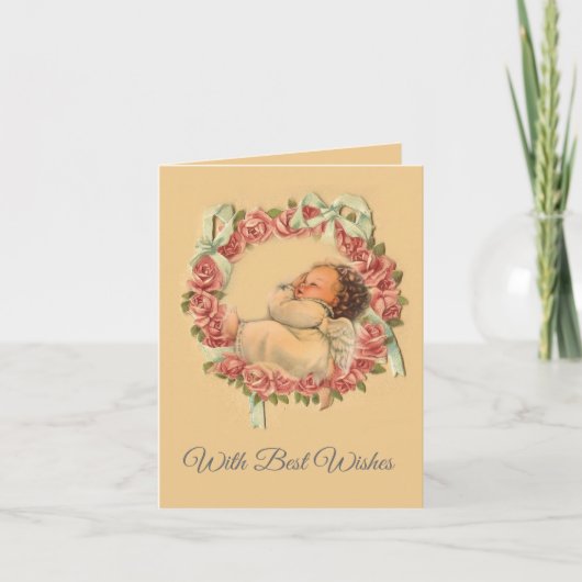 Vintages Schlafbaby Angel Valentine Feiertagskarte (Vorderseite)